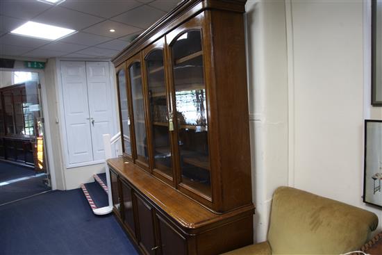 A large Victorian mahogany library bookcase, W.10ft 10in. D.1ft 6.5in. H.8ft